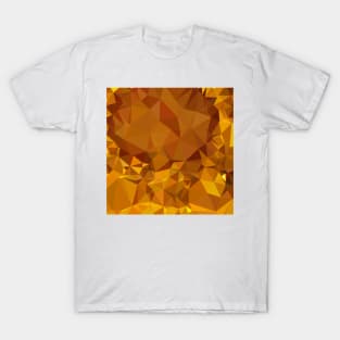 Dark Tangerine Yellow Abstract Low Polygon Background T-Shirt